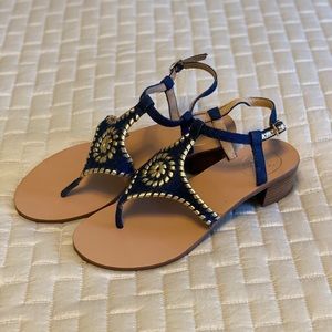 Jack Rogers Denim and gold heeled sandal